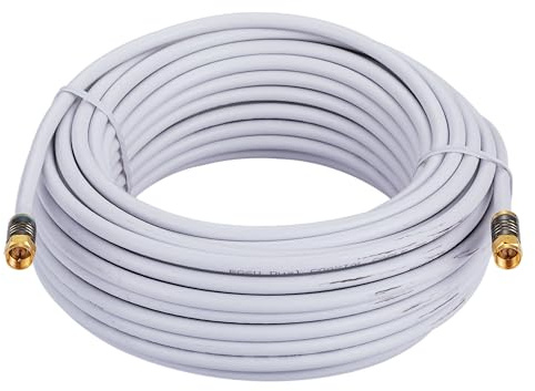 Cables Direct Online 20M White RG6 Coax Cable Dual Shield Outdoor/Indoor Coaxial BNC Extension Wire For Satellite Dish Cable TV Antenna