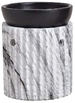 meindekoartikel Duftlampe Aromalampe Pedra aus Keramik in Steinoptik für Duftöl oder Duftwachs - Duftbrenner Aromatherapie Duftauffrischung - Ø 9 x Höhe 13cm (Weiss-Grau)