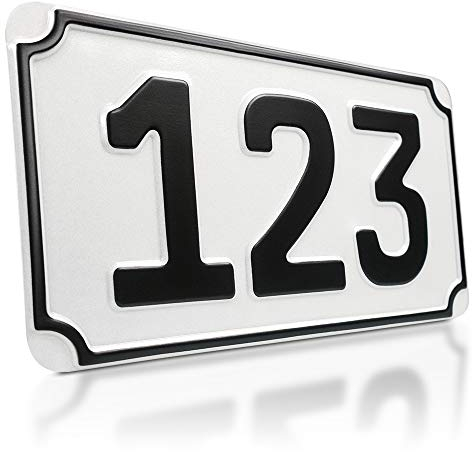 schildEVO Hausnummernschild geprägt | Aluminium-Schild | Türschild Nummer | Wunschtext | 3 Zeichen