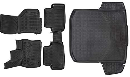 J&J AUTOMOTIVE | Allwetter TPE Gummimatten + Kofferraumwanne Set Für Octavia 3, Kombi 2013-2019, Antirutsch, Passgenau, Rand 2-4cm, Schwarz