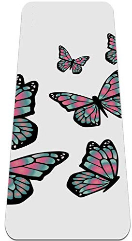 Eslifey Butterflies Group Flying Yoga-Matte, dicke rutschfeste Yogamatten für Damen und Mädchen, Übungsmatte, weiche Pilates-Matten, (183 x 61 cm, 0,6 cm dick)