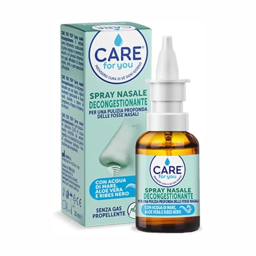 CARE for You, Spray Nasale Decongestionante - per una Pulizia Profonda delle Fosse Nasali, Lavaggio Nasale, Efficace per Raffreddori e Sinusiti, Soluzione Ipertonica, 20 ml