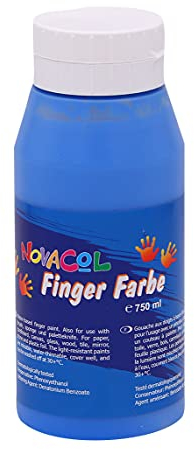 Novacol XL Flasche 750ml Fingerfarbe für Kindergarten Ungiftig Auswaschbar Tropffrei Cremige Konsistenz Farbe für Kinder Blau