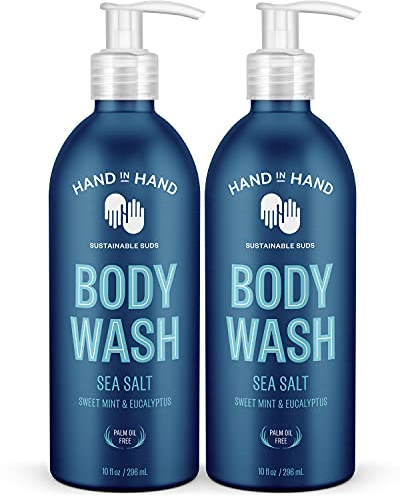 Hand in Hand Body Wash, Gentle Cleanser For All Skin Types, 10 Fl Oz, Sweet Mint & Eucalyptus, Sea Salt Scent, 2 Pack