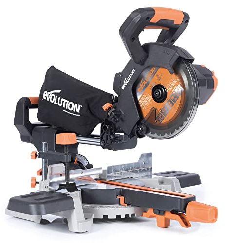 Evolution Sierra ingletadora de Evolution Power Tools con corte multimaterial, Incluye hoja TCT de 185 mm.