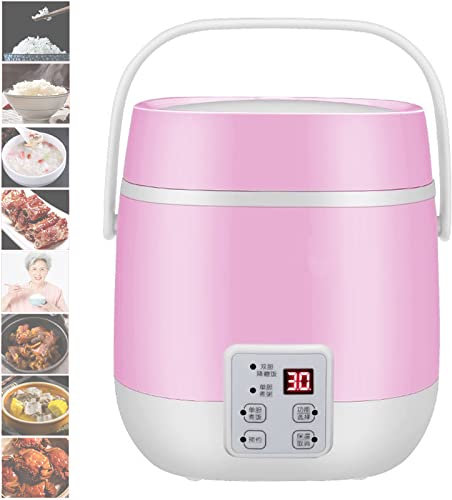 HMTE Mini Olla arrocera, vaporizador de Alimentos Funcional portátil de 1.2L con Olla Interna Doble, vaporizador de gachas de Avena, 1-2 Personas, # 1 (# 1)
