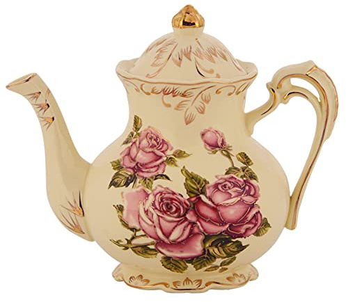 Cafetière en Céramique Anglaise, avec Théière en Porcelaine sur Le Côté Doré, Cafetière de Grande Capacité pour Le Thé de L'après-midi, Cadeau de Mariage pour Bouilloire Froide Domestique,B