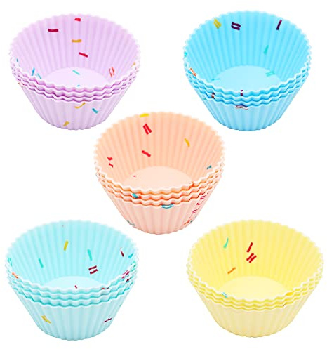 Hsthe Sea Confezione da 20 pirottini riutilizzabili in Silicone per Muffin, per Torte, Gelati, budini, Gelatine, Arcobaleno