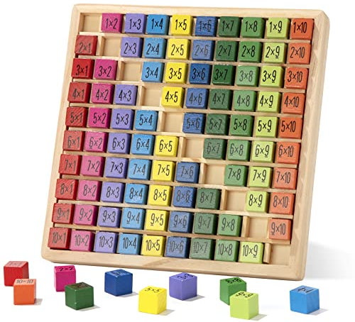 Wisplye 1x1 Hölzerne Einmaleins Board Spiel Mathematik Spielzeug, Montessori Multiplikationsbrett Holz Kinder Lernspielzeug Schule Einschulung Geschenk für Kinder 5 6 7Jahre