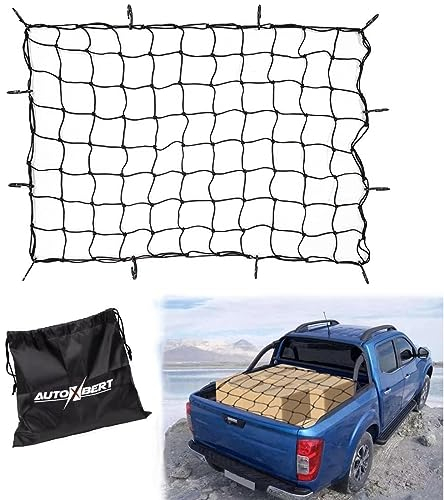 AUTOXBERT Gepäcknetz 120x90cm Erstreckt Sich auf 230x160 cm mit 12 ABS Haken, Auto Netz für Aurodach Kofferraum, Hochelastisches Ladungssicherungsnetz für Dachträger in Kofferraum Lastwagen SUV