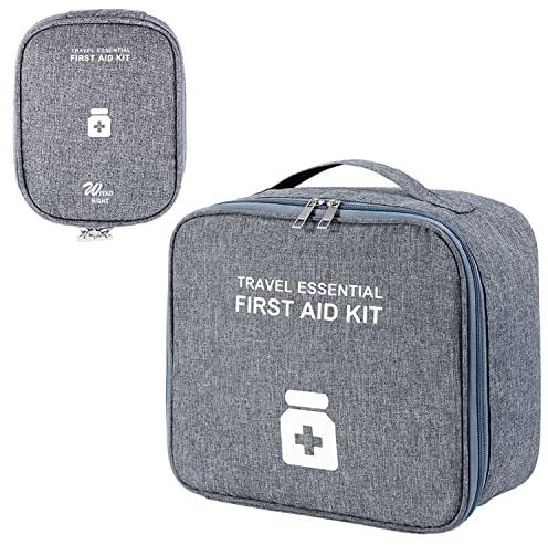 2 Pièces Trousse de Premier Secours Vide, Sac de rangement pour boîtes à médicaments, Mini trousse de premiers soins étanche portable pour Situations D'urgence à Maison,Voiture,Randonnée (Gris)