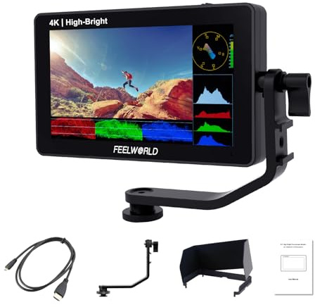 FEELWORLD F6 PLUSX 5,5 pollici 1600nit Monitor da Campo 4K HDMI Monitor Touch Screen ad alta luminosità per fotocamera DSLR con HDR 3D Lut Piccolo Full HD 1920x1080 IPS Video Peaking Focus Assist