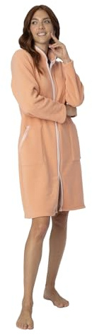 Notti Magiche NADIA - Vestaglia da donna invernale in pile operato, lunga con zip e tasche - MADE IN ITALY (IT, Testo, XXL, Regular, Regular, Rosa)