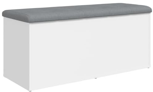 vidaXL Banco con almacenaje Madera de ingeniería Blanco 102x42x45 cm