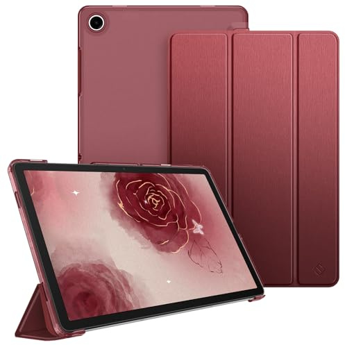 Fintie Hülle für Samsung Galaxy Tab A11+ Plus/Tab A9+ Plus 11 Zoll 2025 | Schlank Tablet Schutzhülle mit Dreifach-Ständerfunktion, Transluzente Rückseite, Weinrot