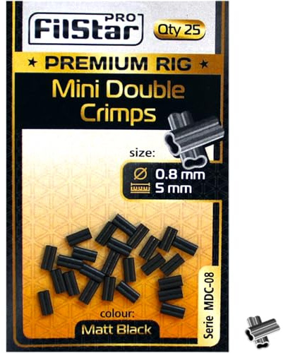 PRO Filstar Angeln Doppel Hülsen 25x5mm, Dia 0.8mm - Double Crimps | Quetschhülsen Set für Stahlvorfach - Doppel Klemmhülsen für Angelvorfach & Angelschnur - Angelzubehör Set - Fishing Kit