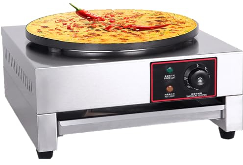 JNTTCD Crepera Eléctrica Comercial De 3000 W, Disco De 20 Mm De Grosor, Recubrimiento Antiadherente De Superficie De Grado Alimenticio, Temperatura Ajustable, para Chapati, Tortilla De Harina