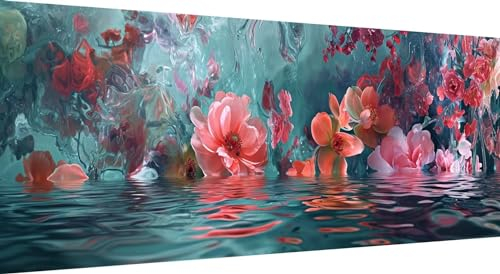 Qiaoqoo Blume Diamond Painting xxl 175x70cm, 5D DIY Diamant Painting Bilder Fluss Diamand Painting Kinder mit Diamond-Painting Zubehör, Groß Diamant kunst Basteln Erwachsene, Home Décor Malerei