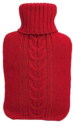 KOMBIUDA Bouillotte Tricotée Rouge De 2 L Matériau Confortable Design Élégant Tendance