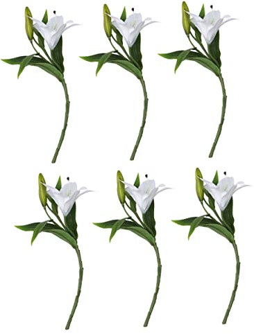 ABOOFAN Künstliche Lilien 6 Stück Fühlt Sich An PVC Heimdekoration Gefälschte Liliensträuße für Fotografie Hochzeitsdekoration