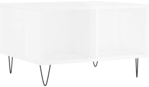 Makastle Wohnzimmer Tisch für Couch, Center Tisch Couchtisch Kaffeetisch Beistelltisch Wohnzimmertisch Sofatisch, Hochglanz-Weiß 60x50x36,5 cm Holzwerkstoff