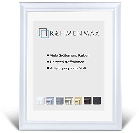 RahmenMax Neapel Barock Bilderrahmen Posterrahmen 48x68 cm Puzzlerahmen Weiss Gemasert 68x48 cm mit weisser Rückwand und klarem Arcylglas