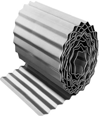 Garden Edging 6m, 20cm Tall Corrugated Galvanised Steel Lawn Edging, Flexible Landscape Edging for Plant Border, Flower Bed Edge, Tree Surrounds, Silver