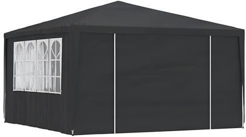 Partyzelt 4x4 mit Seitenwänden in Weiß oder Anthrazit | Pavillon 4x4 wasserdicht, stabil, Winterfest mit Seitenlinie | Gartenpavillon, Gartenzelt, Bierzelt, Zelt Garten Metall (Schwarz)