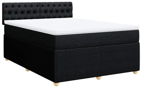 vidaXL Boxspringbett mit Matratze Schwarz 160x200 cm Stoff