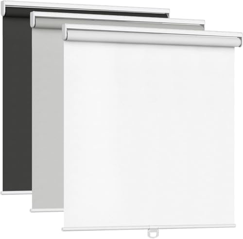 LazBlinds Custom Cordless Roller Window Shades, Free-Stop Blackout Blinds for Windows, Thermal Insulated UV Protection Waterproof, Roll Up Blinds and Shades for Home and Office, White