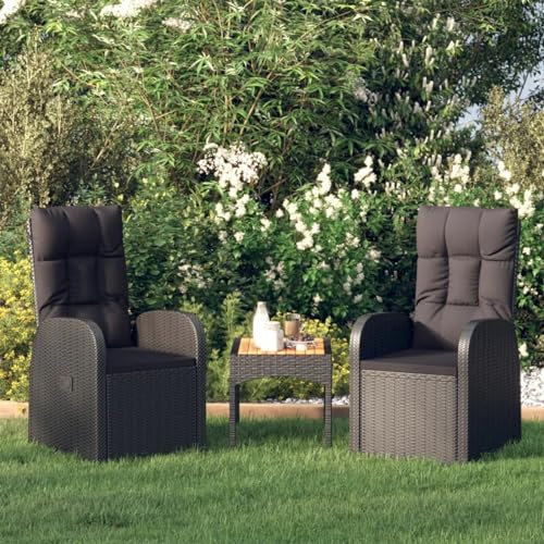 ShGaxin Garten-Liegestühle 2 STK. mit Auflagen, Gartenmöbel, Balkonstühle, Chair Outdoor, Hochlehner, Balkonmöbel, Essstühle, Balkon Stuhl, Bistrostuhl, Poly Rattan Schwarz
