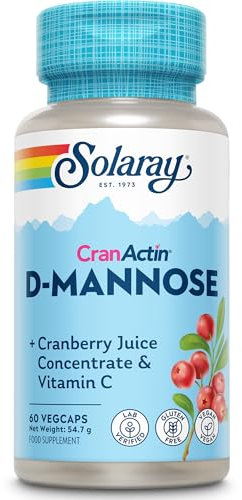 Solaray D-Mannose with CranActin® Cranberry & Vitamin C – 60 Premium Vegan Capsules | Plant-Based Wellness Blend with Cranberry & Vitamin C for Natural Balance & Immune Support