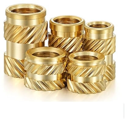Rändelmuttern, Messing-Rändelmuttern mit Gewinde, 50 Stück, M4, M5, M6, Messing-Hotmelt-Einsatzmuttern, Gewinde, Kupfer, gerändelter Gewindeeinsatz, Einbettungsmuttern(M4x5x6)