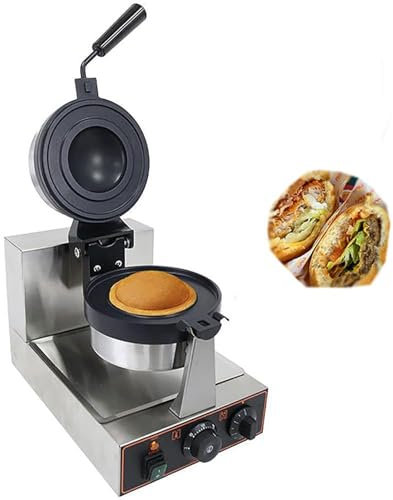 Commercial Burger Waffle Maker, 1300w Non Stick Electric Panini Press Burger Machine Double-Sided Heating Ice Cream Waffle Baker Machine Paninis Waffle Cone Maker
