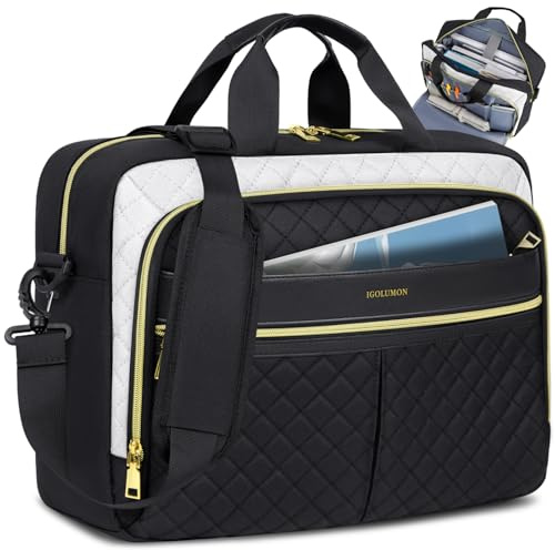IGOLUMON Sacoche pour Ordinateur Portable 17 Pouces Sac de Travail Femme Grande Sac pc Portable Imperméable Porte Document Femmes Sac à Bandoulière