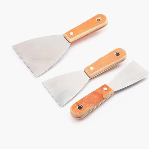 Professionellt målerispatelset 3-delad 50/75/100 mm – ergonomiskt trähandtag och premiumstålverktyg för perfekta ytor – från HSYTEK