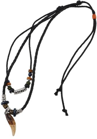PACKOVE Boho Haifischzahn Halskette Für Herren Verstellbare Handgefertigte Perlen Choker Kette Aus Schwarzem Mit Einzigartigem Zahn- Stilvolle Strandmode Für Männer