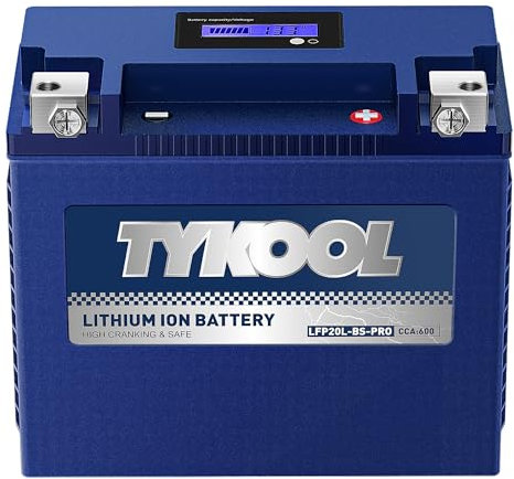 TYKOOL YTX20L-BS-PRO - Batería de litio LiFePO4 para motocicleta, 12,8 V, 12 Ah, 600 CCA, BMS integrada, batería de deportes de potencia, para ATV, UTV, moto acuática, PWC, moto de nieve, quad,