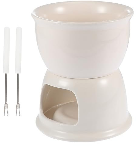 PRETYZOOM Fondue Céramique pour Chocolat Et Beurre De Pots Blancs Réchaud à Bougie Usage Maison Et Cuisine