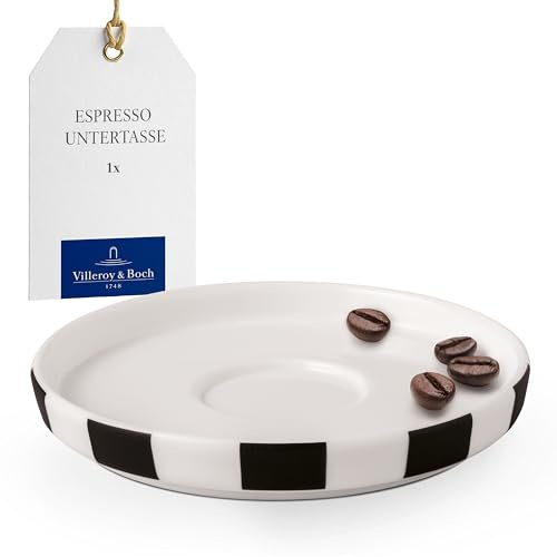 Villeroy & Boch - Memphis Collection Mocha/Espresso Saucer, Dishwasher-Safe, Microwave-Safe, Small Saucer for Espresso, Ceramic with Geometric Pattern, Design, Premium Porcelain