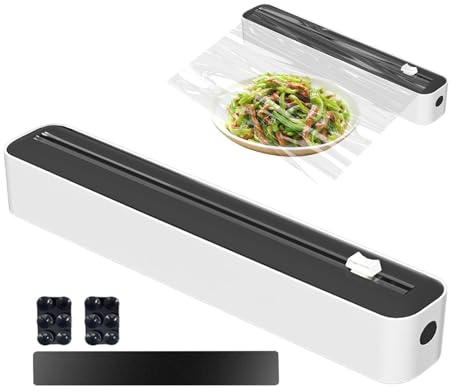 Générique Distributeur Et Coupe-Film Alimentaire, Dévidoir Film Alimentaire, Film avec Coupe-Papier Aluminium, Rangement Multifonctionnel pour Sacs Plastiques Et Rouleaux d'emballage