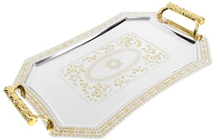 LIFKOME Gold Platter Stainless Steel Decorative Retro Storage Tray