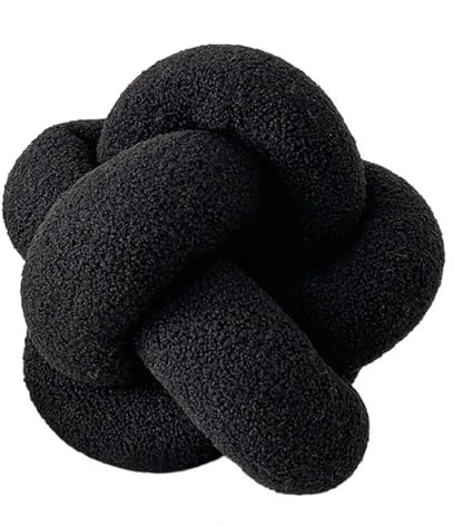 LYAFNG Knot Pillow Ball Pillow Plush Braided Knot Round Ball Throw Pillow for Sofa Couch Decoration Soft Elastic for Bedroom, Sofa(Black)