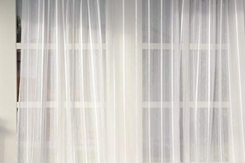 EASYHomefashion Hochwertige Fertiggardine Voile Store Deko Schal mit Faltenband Bleiband Streifenvoile Elegance 155 x 300 cm (HöhexBreite)