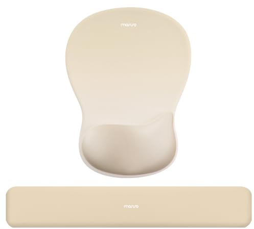 MOSISO Repose-Poignet Clavier&Tapis de Souris, Érgonomique avec Mousse Mémoire Courbe Concave, Base Anti-Dérapante Anti-Douleur Confortable Rectangulaire Facile à Taper pour Maison/Bureau,Kaki