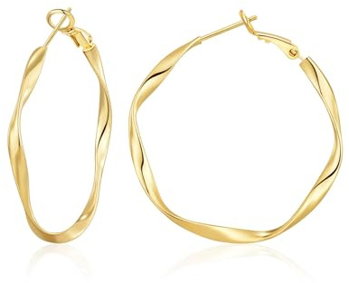 BMMYE Grandes Boucles D’oreilles Créoles En Or Pour Femmes,Grandes Créoles Plaquées Or 14K Pour Femmes 30MM 40MM 50MM 60MM