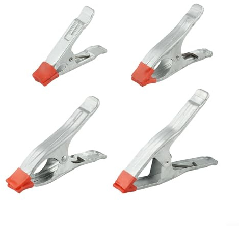 4pcs Heavy Duty Metal Spring Clamps with Rubber Tips for Woodworking and DIY Projects, 4-9 Inch Grip Holder Tool Set