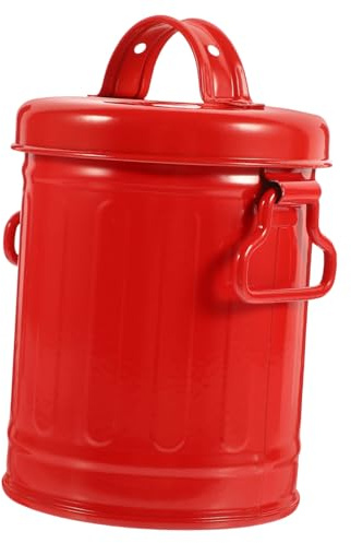 Cabilock Mini Poubelle De Bureau En Fer Avec Couvercle Rouge Pot De Rangement Multifonction Pour Stylos Maquillage Et Organisation Compact Et Solide Pour Bureau Maison Et Dortoir