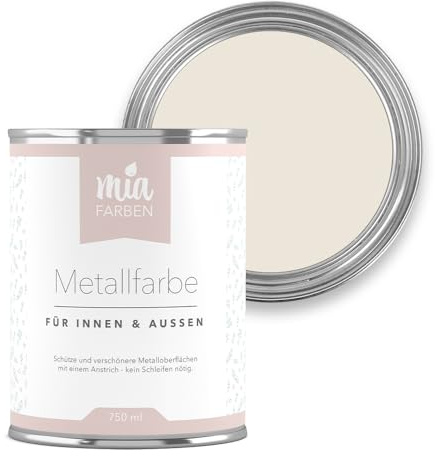 miafarben Metallfarbe ohne Schleifen matt 750ml (Dezentes Sandbeige) | Metalllack für innen und außen - rostschützend, wetterfest und wasserbasiert - für Zaun, Geländer & Gartenmöbel