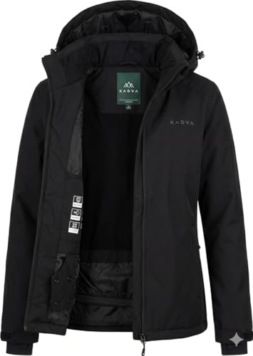 KADVA Edge X Skijacke Damen Wasserdicht (8000 mm) & Atmungsaktiv – Warme Winterjacke mit Schneefang, Kapuze & Daumenlöchern – Winddichte Snowboardjacke Frauen